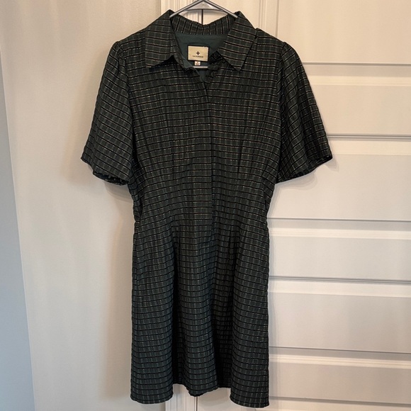 Tuckernuck Metallic Green Plaid Mini Delaney Dress Size Small - Picture 3 of 6